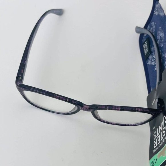 RG0057 Foster Grant Ready To Wear Purple Kayleen Reading Glasses (+1.50) w/ Case - Picture 2 of 7